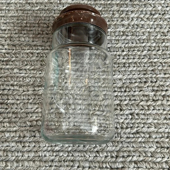 Vtg Anchor Hocking Eagle 1776 Clear Glass Jar Brown Lid 8” - Picture 6 of 8